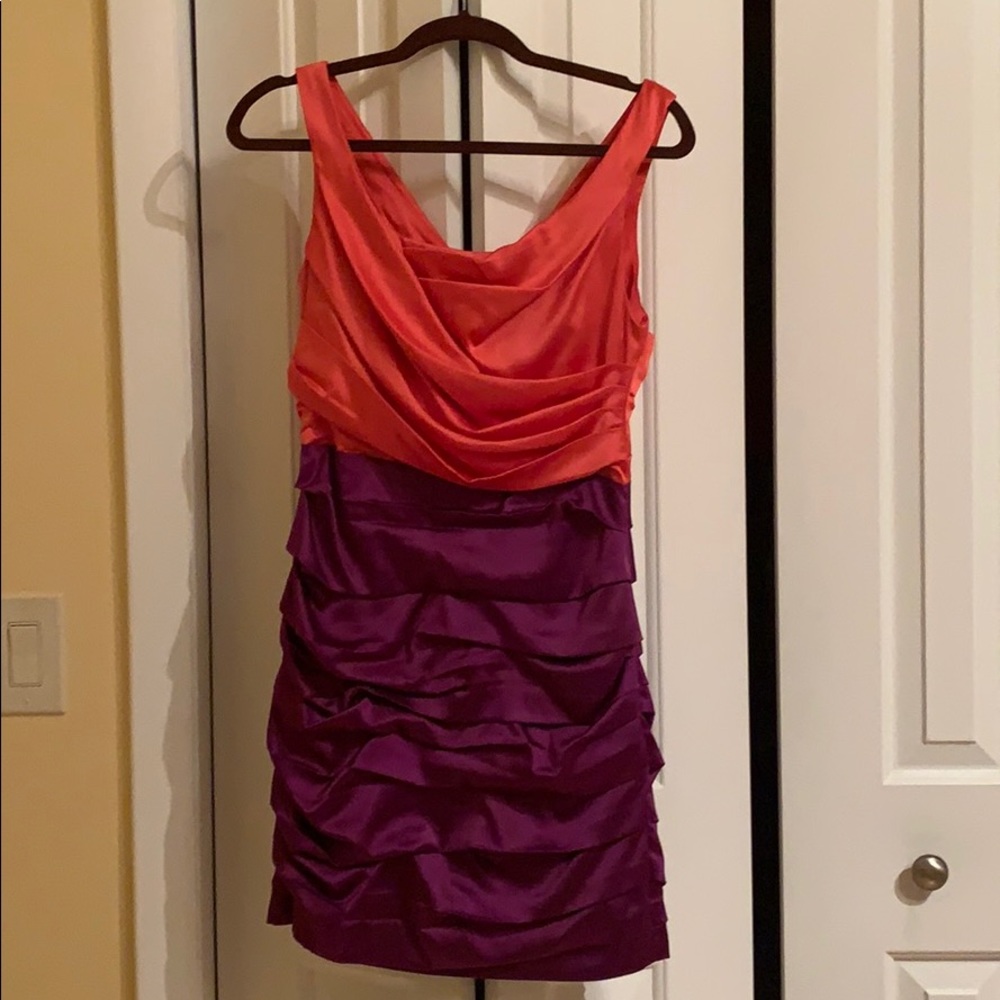 Express orange and purple dress